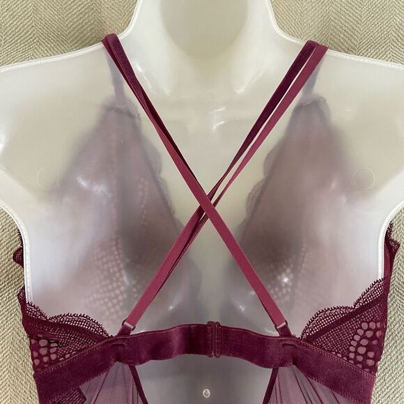 Victoria’s Secret Burgundy Bodysuit Lingerie L - Picture 6 of 9